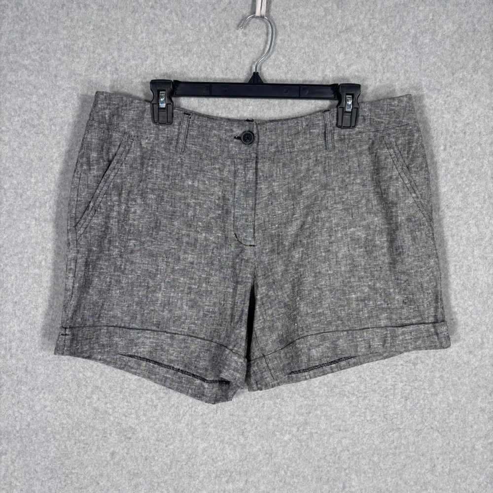 Apt 9 Linen Torie Shorts Size 14 Charcoal‎ Cuffed Casual Summer Pockets Comfort